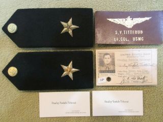 Vintage U.  S.  Navy Cadet Shoulder Boards,  Id,  Leather Name Patch,  Cards