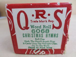 Antique Vtg Qrs Word Roll Music Piano Roll Christmas Hymns 6068