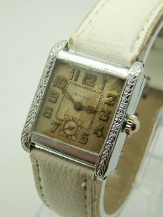 Vintage 1929 Bulova " Revere " 14k White Gold Filled Watch 15 Jewels Cal.  10an