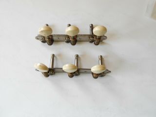 Vintage 3x3 Guitar Tuners - Very Old - May Be Waverly Or Grover - Work Good