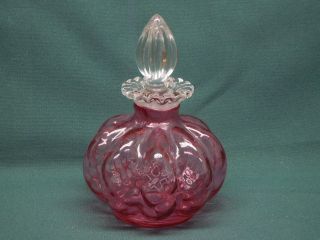 Vintage Pink Glass Perfume Cologne Decanter Bottle With Stopper