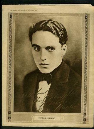 Rare Vintage Charlie Chaplin " Picture Show Art Supplement " 1921 Fabulous Item