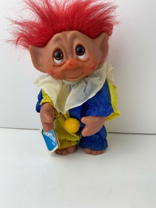 Vintage 1977 Thomas Dam Troll Doll 9 " Denmark Norfin Clown W/tag T14
