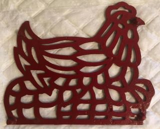Vintage Metal Red Rooster Trivet Hot Plate/wall Decor