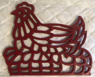 Vintage Metal Red Rooster Trivet Hot Plate/Wall Decor 2