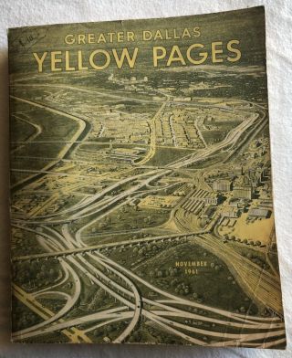 Vintage 1961 Dallas,  Texas Southwestern Bell Yellow Pages Karl Hoefle Cover