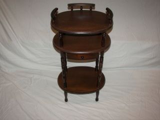 Vintage Tea Table Or Plant Stand With Small Drawer,  Colonial Williamsburg Style