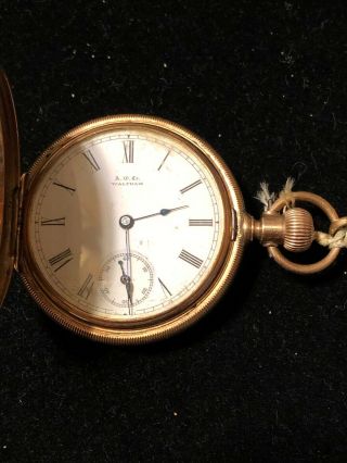 Antique Aw Co Waltham Pocket Watch.  Case Design 1892 With Watch Fob