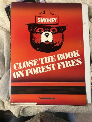 Vintage 1984 Smokey Bear Poster Print “close The Book” Fire Prevention Usda