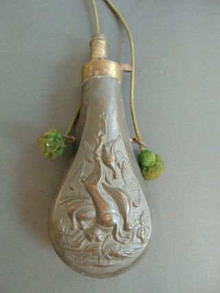 Antique Brass & Copper Gunpowder Flask - Hunting Black Powder