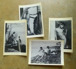 Set Of 4 Wilhelm Von Gloeden Reprint In Paris 1980 Gay Erotic Vintage Postcards