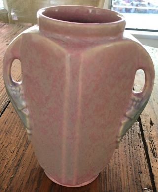 Roseville Tuscany Vintage Pink Tall Double Handled 7 - 1/4” Vase C.  1927