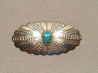 Vtg Native American Navajo Southwest Concho Brooch Pin Sterling Silver Turquoise