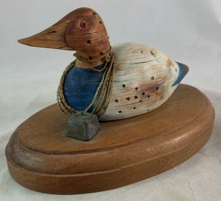 Rare Vintage Signed Artist Boyd Perry Duck Wood Carving Figure Decoy