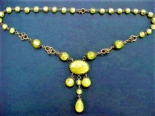 Vintage Czech Yellow Glass Bead Necklace