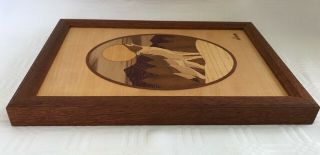 Vtg Hudson River Inlay Marquetry by Jeff Nelson Howling Wolf  3