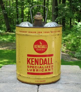 Vintage 5 Gallon Kendall Specialized Lubricant Motor Oil Can