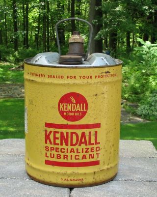 Vintage 5 Gallon Kendall Specialized Lubricant Motor Oil Can 2