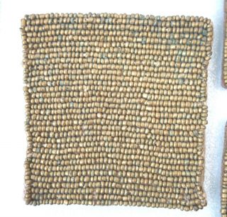 Vintage Dransfield & Ross 5 Coasters Brass / Bronze Beads Hand - Sewn Hand - Beaded