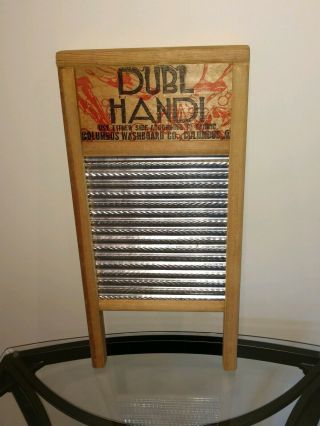 Ln,  Vintage Dubl Handi Columbus Washboard Co Travel Wash Board,  18 " X 8.  5 "