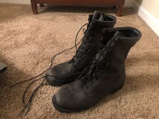 Vintage Ro Search Military Black Leather Combat Boots Mens 11w Us Lace Up