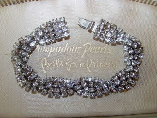 Vintage Jewellery Wrap Over Clear Rhinestone Silver Art Deco Cocktail Bracelet