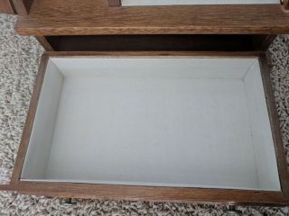 Vintage Wood Jewelry Box Organizer High box chest Etched flower glass doors 4