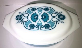 Vintage Pyrex Blue Horizon Oval Covered Casserole Dish w/ Lid Teal 2 1/2 qt 045 3