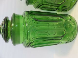LE Smith Green Moon and Stars 4 Canister w/ Lids Vintage 2