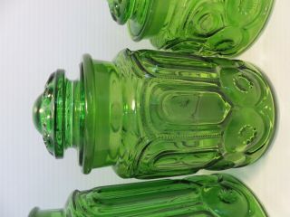 LE Smith Green Moon and Stars 4 Canister w/ Lids Vintage 3