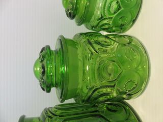 LE Smith Green Moon and Stars 4 Canister w/ Lids Vintage 4