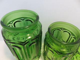 LE Smith Green Moon and Stars 4 Canister w/ Lids Vintage 6