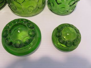 LE Smith Green Moon and Stars 4 Canister w/ Lids Vintage 8