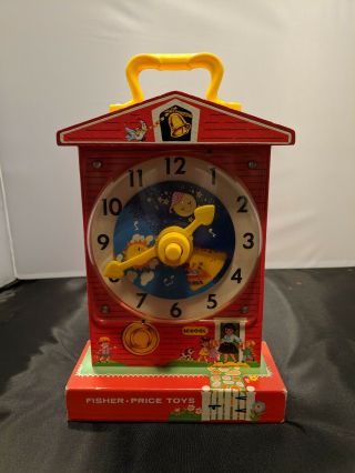Vintage Fisher Price Music Box Teaching Clock 998 1962 - 68