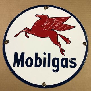 Vintage Porcelain Mobilgas Oil Gas Sign Service Station