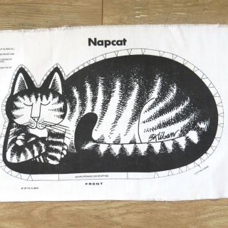 Vintage B.  Kliban Cat Napcat Pillow Cut & Sew Fabric Panel