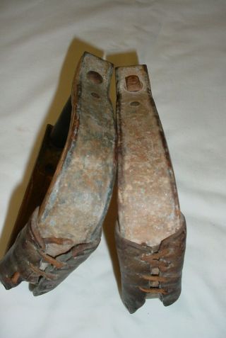 Vintage Western Wood Saddle Stirrups With Metal & Leather 2