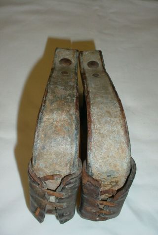 Vintage Western Wood Saddle Stirrups With Metal & Leather 3
