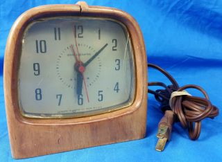 Vintage General Electric Clock Ge Wooden Wood Usa Made Retro