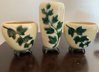 Vintage Set Of 3 Royal Copley Pottery Vases 1950 