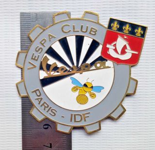 Vintage Vespa Badge Club Paris Idf Acma Placca Ad Parts Scooter Logo Nos Gs