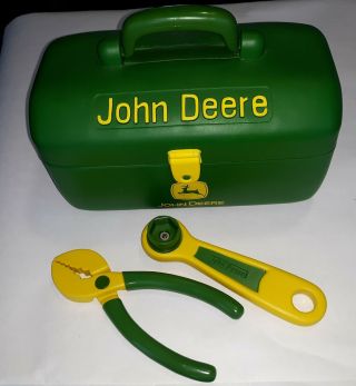 Vintage Ertl John Deere Kids Tool Box With 2 Tools [look]