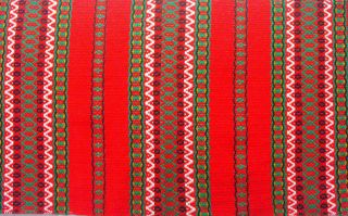 Vintage Swedish Hand Woven Wool Table Runner In Red And Green Sweden