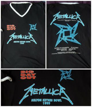 Metallica Official Vintage T - Shirt.  1999 Tour Milton Big Day Out.  Large