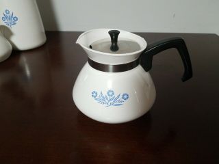 Vintage Corning Ware 6 Cup Blue Cornflower Stove Top Tea Kettle & Lid