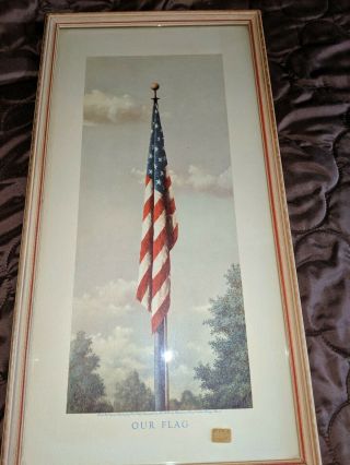 Vintage Our Flag Framed Print Fred Tripp Lithograph Patriotic Us Old Glory