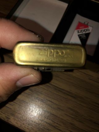 Vtg 1986 ZIPPO Marlboro Cowboy Brass Lighter with Insert 5