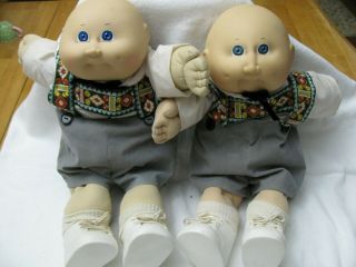 Vintage 1976 Cabbage Patch Dolls Identical Twins Bald Boys With Blue Eyes