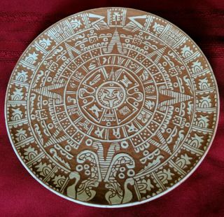Alfareria Jimenez Zaragoza No.  13.  Plate Pottery Aztec Aztecan Calendar.  Vintage