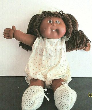 Vintage,  Afro - American,  17 " Cabbage Patch Kid Doll.  1982.  One Tooth Showing